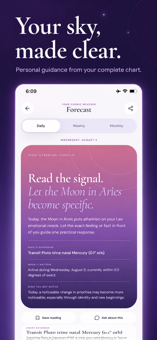 Astro Realm personal forecast screen